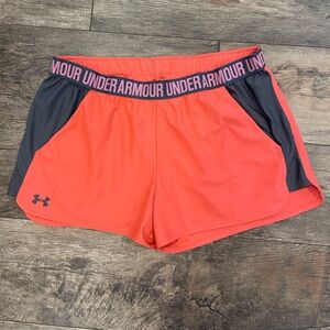 Under Armour Women's Athletic Shorts in Coral and Gray